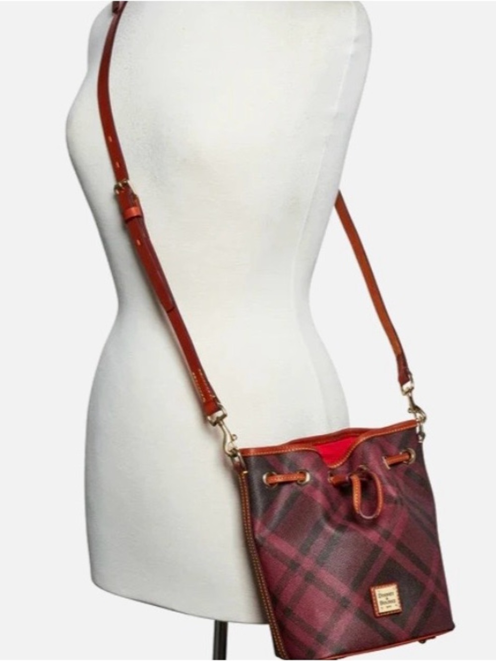 Dooney & Bourke Coated Sutherland Daphne Plaid Drawstring bag